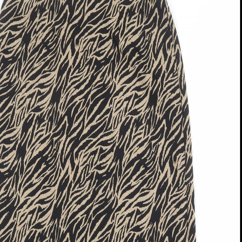 Marks and Spencer Womens Brown Geometric Polyester A-Line Skirt Size 12