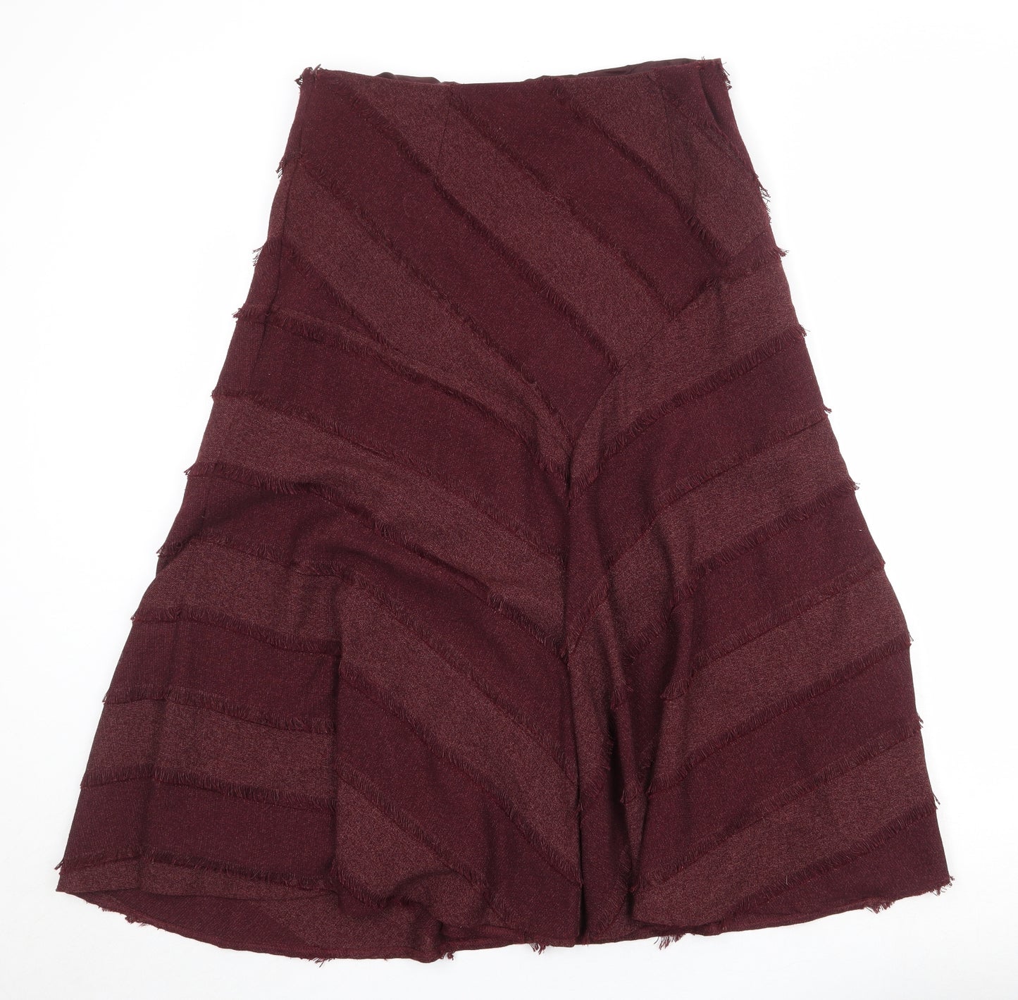 EWM Womens Red Geometric Polyester Swing Skirt Size 16 Zip