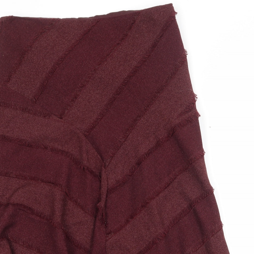 EWM Womens Red Geometric Polyester Swing Skirt Size 16 Zip
