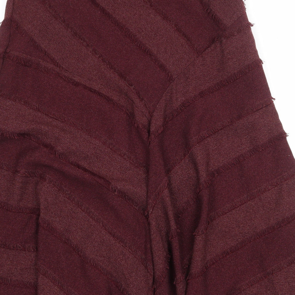 EWM Womens Red Geometric Polyester Swing Skirt Size 16 Zip