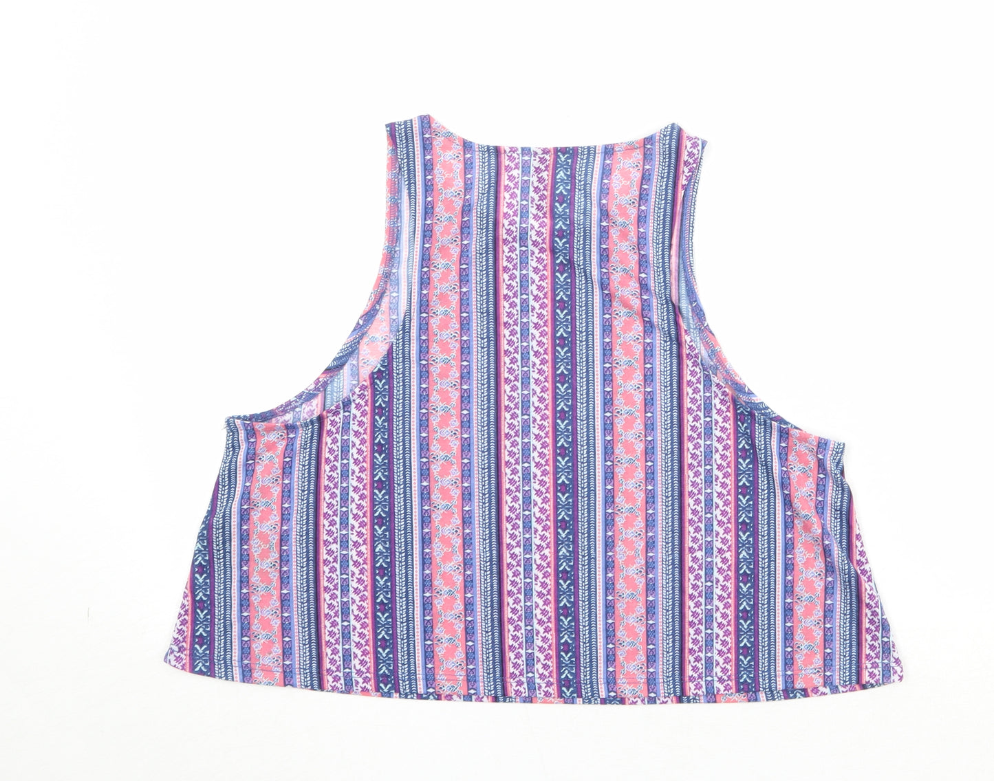 Divided by H&M Womens Multicoloured Geometric Polyester Basic Tank Size M Round Neck