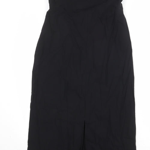 Marks and Spencer Womens Black Viscose Sheath Size 14 Square Neck Zip