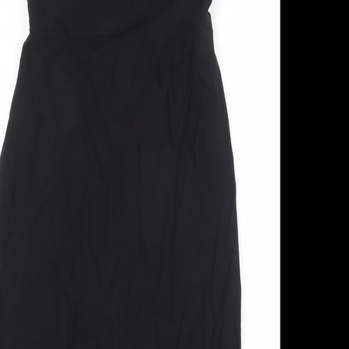 Marks and Spencer Womens Black Viscose Sheath Size 14 Square Neck Zip