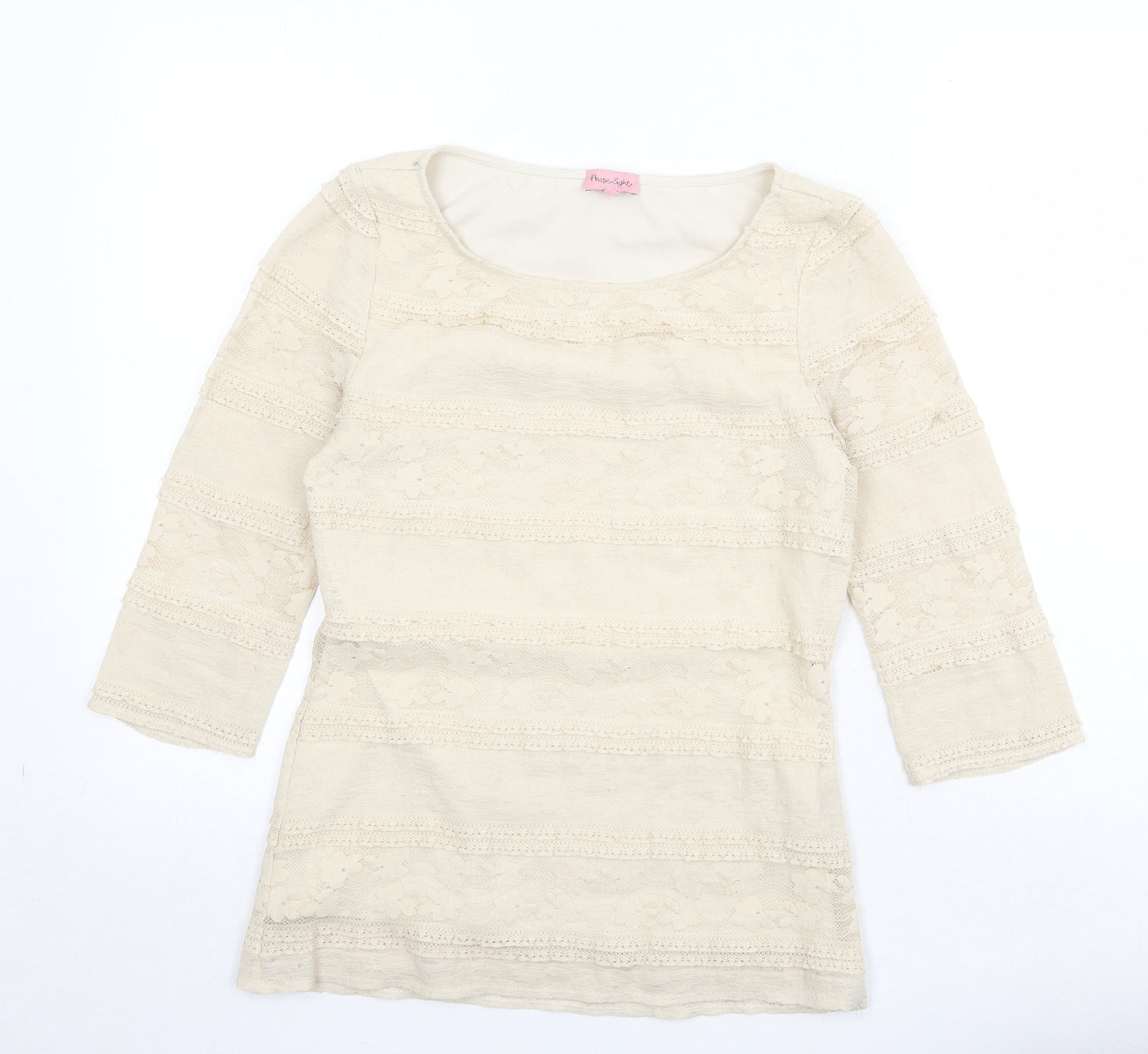 Phase Eight Womens Beige Polyester Basic Blouse Size 10 Boat Neck