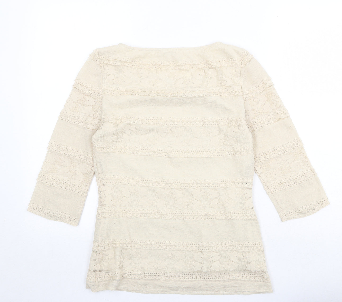 Phase Eight Womens Beige Polyester Basic Blouse Size 10 Boat Neck