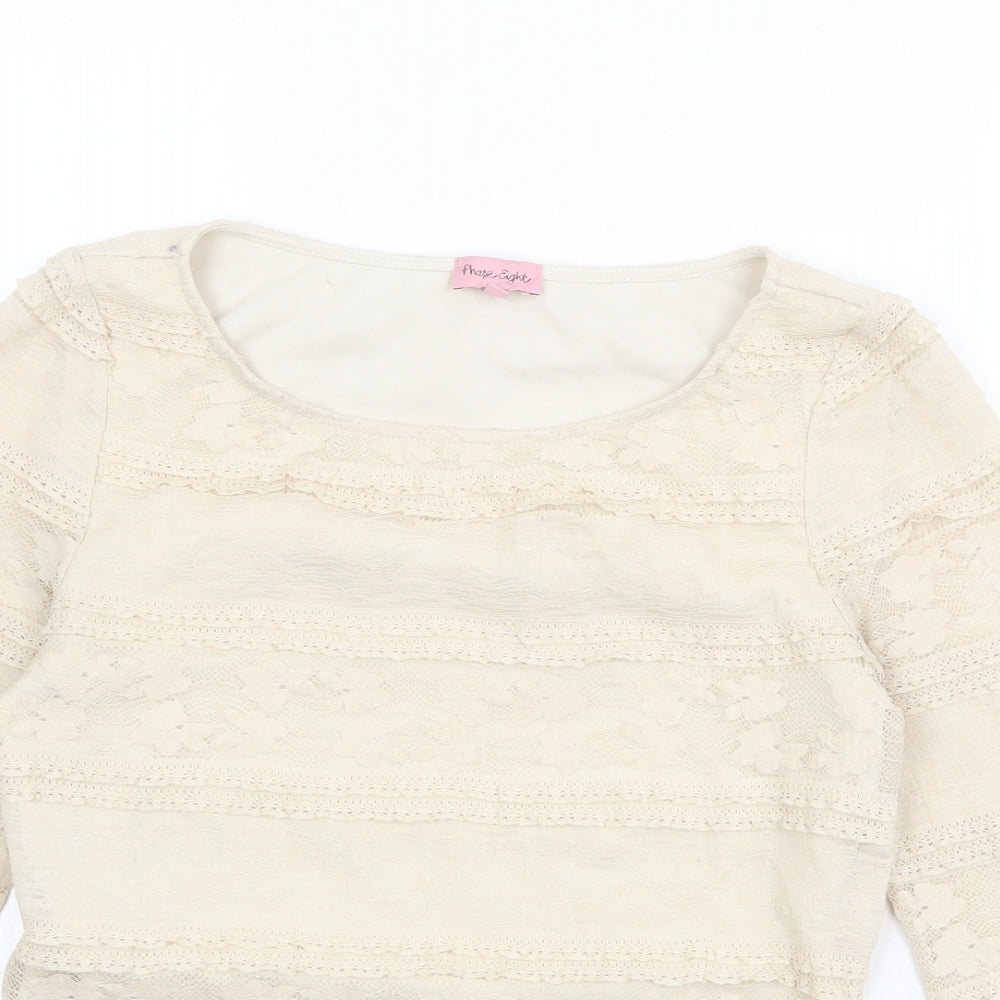 Phase Eight Womens Beige Polyester Basic Blouse Size 10 Boat Neck