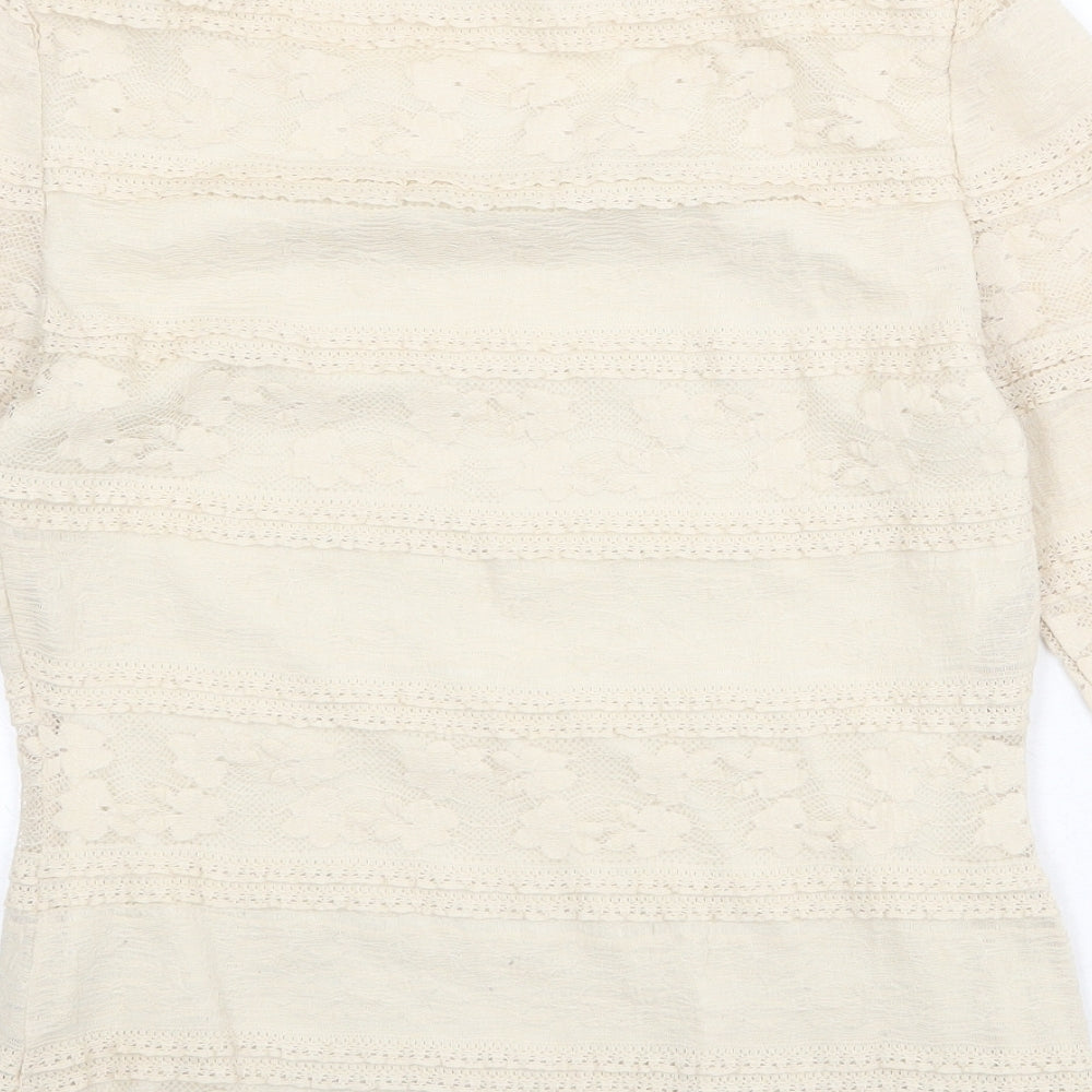 Phase Eight Womens Beige Polyester Basic Blouse Size 10 Boat Neck