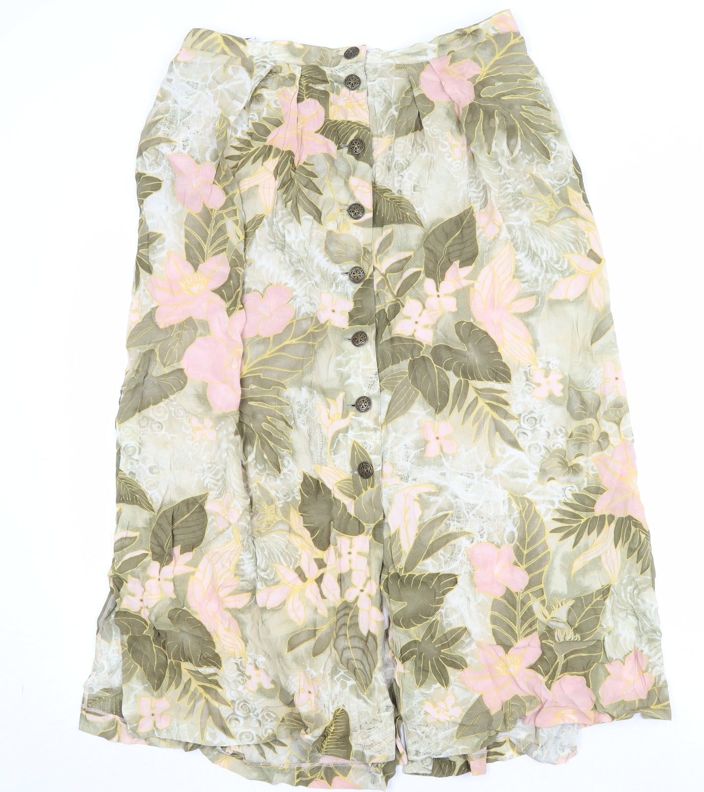 ara Womens Multicoloured Floral Viscose Peasant Skirt Size 18 Button