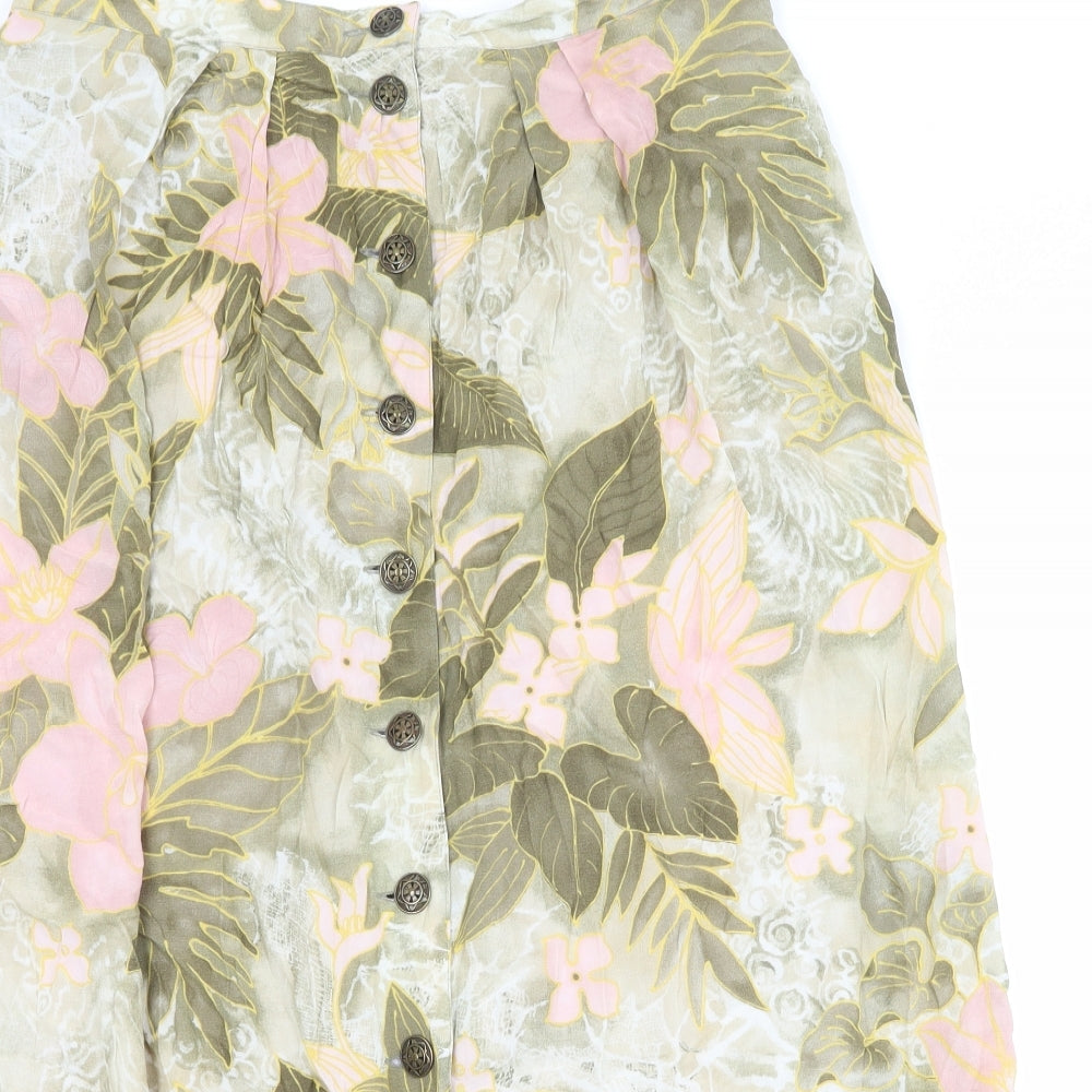 ara Womens Multicoloured Floral Viscose Peasant Skirt Size 18 Button