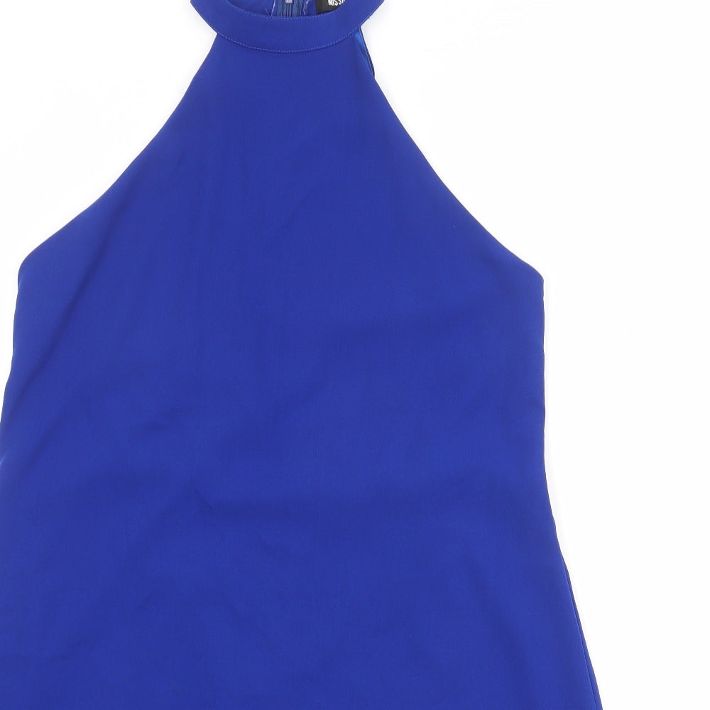 Missguided Womens Blue Polyester Trapeze & Swing Size 12 Halter Zip