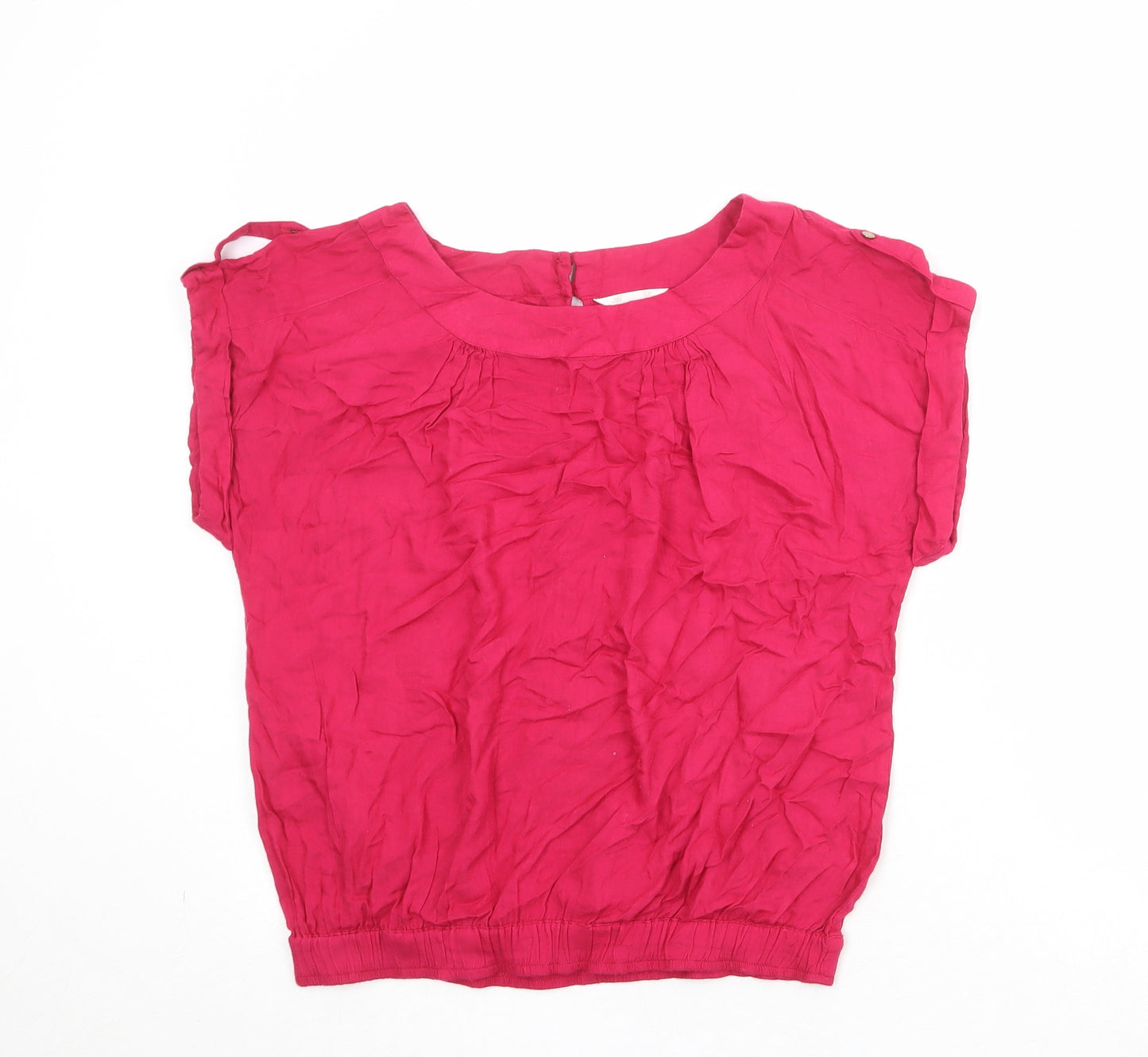 BHS Womens Pink Viscose Basic T-Shirt Size 14 Round Neck
