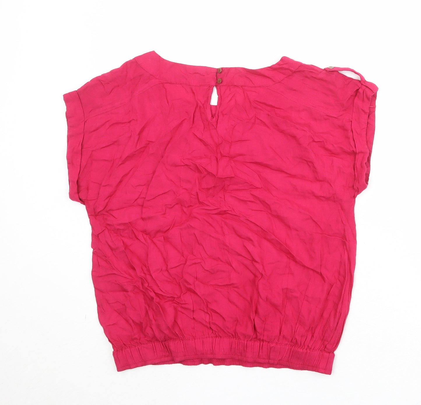 BHS Womens Pink Viscose Basic T-Shirt Size 14 Round Neck
