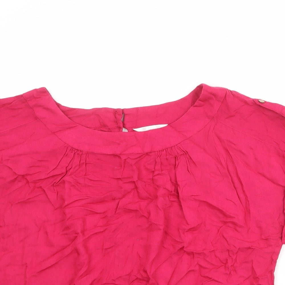 BHS Womens Pink Viscose Basic T-Shirt Size 14 Round Neck