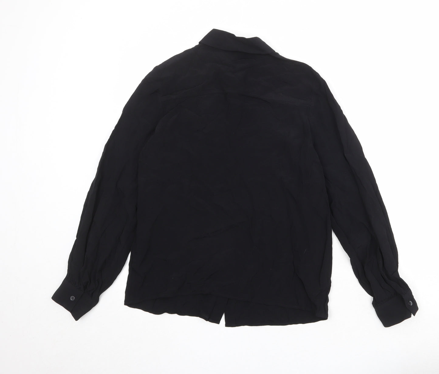 Marks and Spencer Womens Black Polyester Basic Button-Up Size 10 Collared