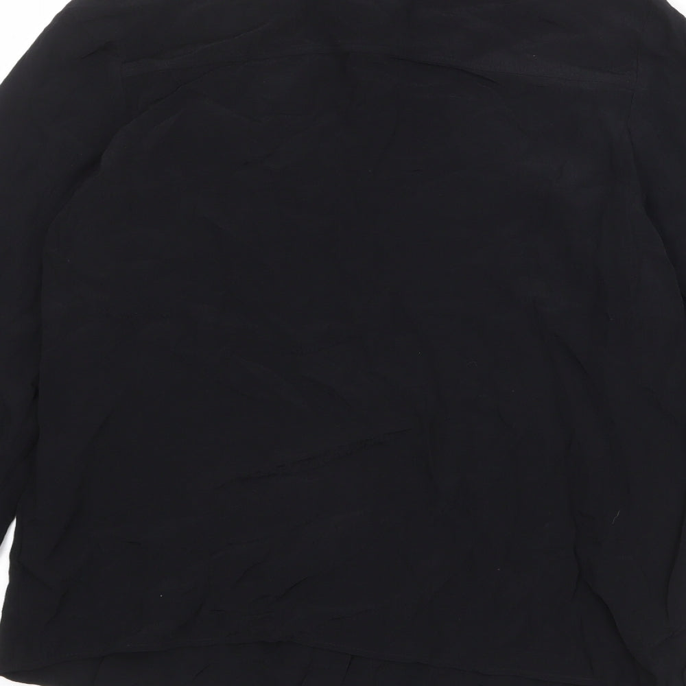 Marks and Spencer Womens Black Polyester Basic Button-Up Size 10 Collared