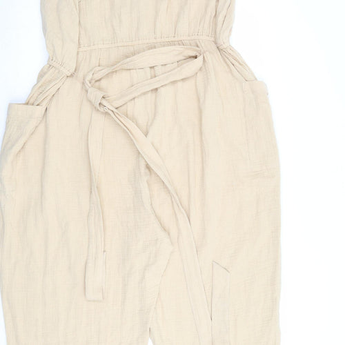 Marks and Spencer Womens Beige Cotton Jumpsuit One-Piece Size 24 Pullover