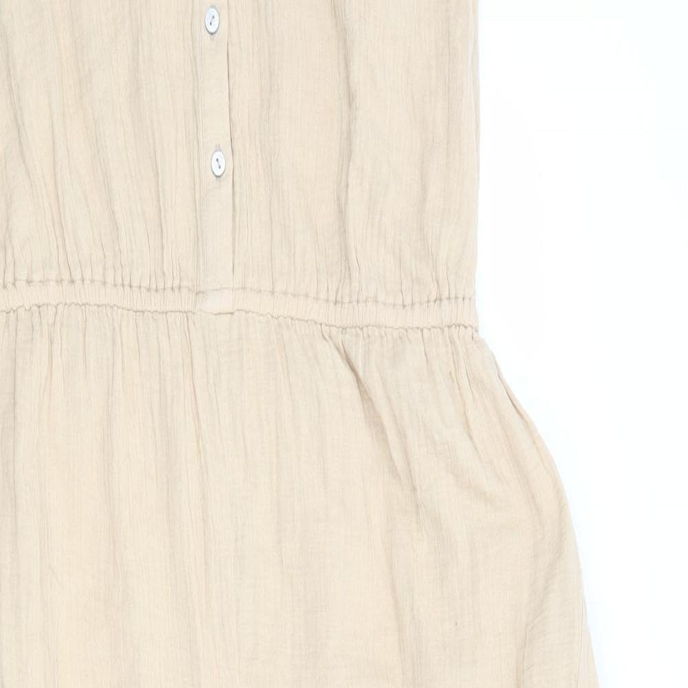 Marks and Spencer Womens Beige Cotton Jumpsuit One-Piece Size 24 Pullover