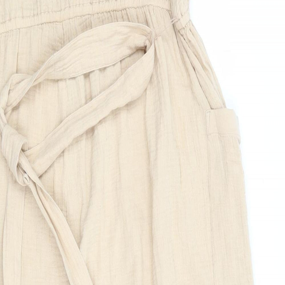 Marks and Spencer Womens Beige Cotton Jumpsuit One-Piece Size 24 Pullover