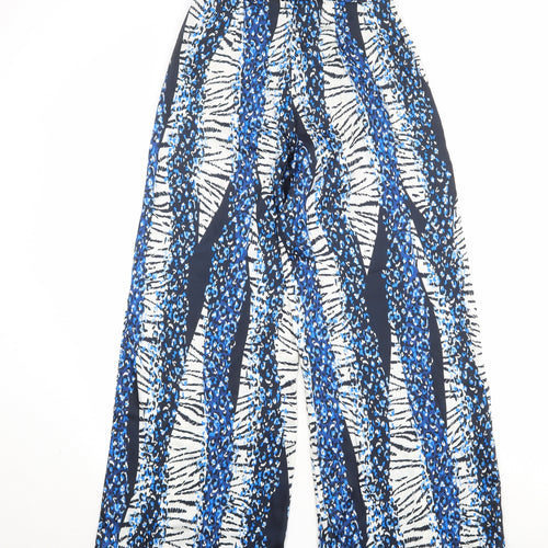 Nasty Gal Womens Blue Geometric Polyester Trousers Size 4 Regular Zip