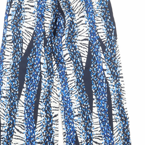 Nasty Gal Womens Blue Geometric Polyester Trousers Size 4 Regular Zip