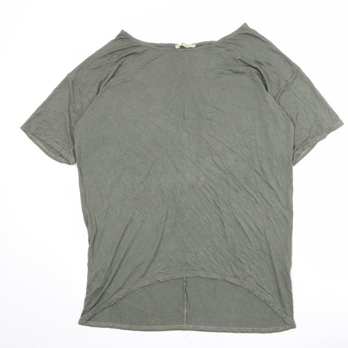Innocent Womens Green Viscose Basic T-Shirt Size 12 Round Neck - Cut Out Back Detail
