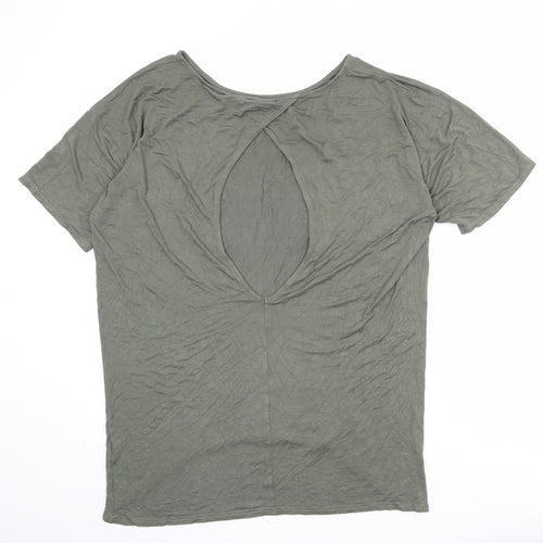 Innocent Womens Green Viscose Basic T-Shirt Size 12 Round Neck - Cut Out Back Detail