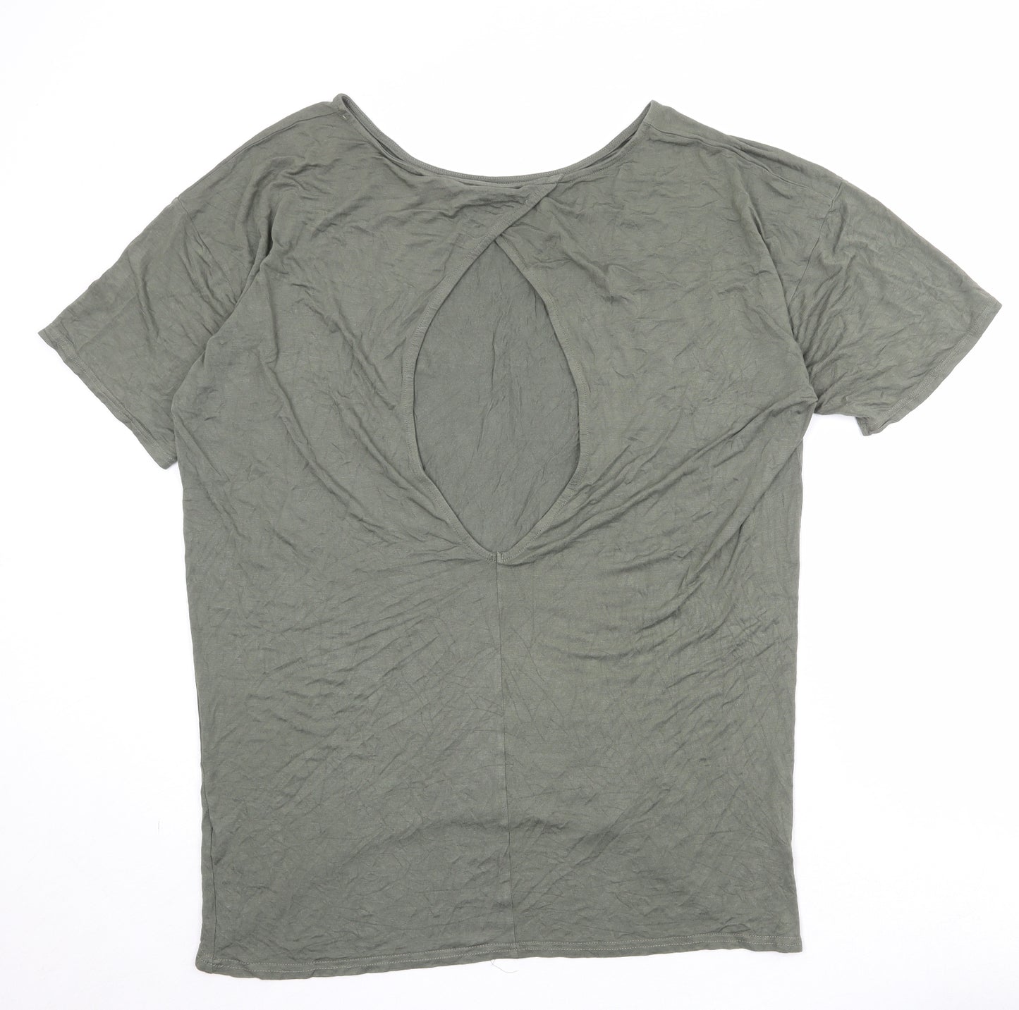 Innocent Womens Green Viscose Basic T-Shirt Size 12 Round Neck - Cut Out Back Detail