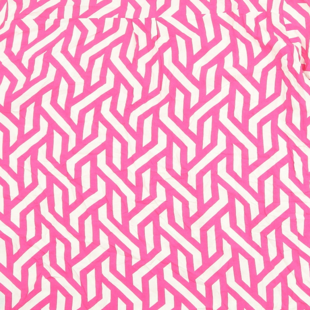 Roman Womens Pink Geometric Viscose Basic Button-Up Size 10 Collared