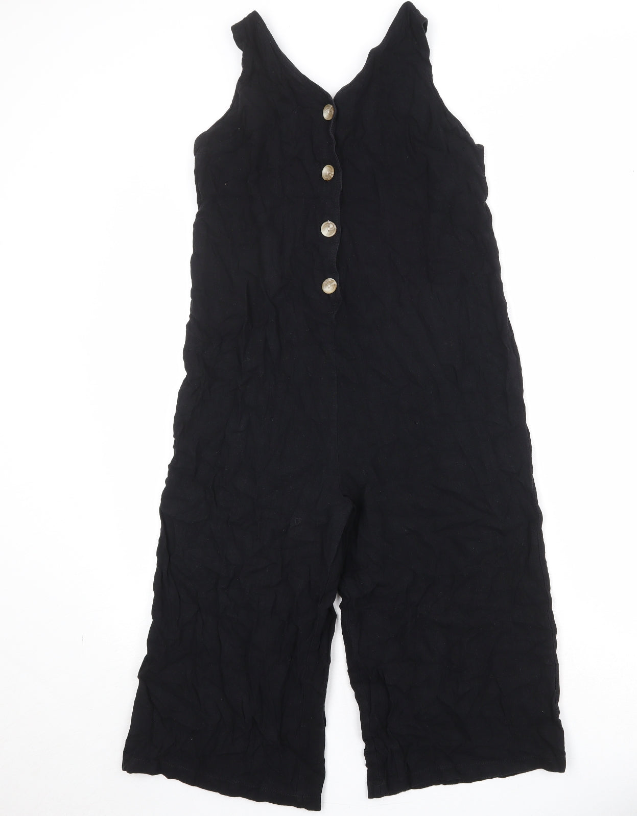 New Look Womens Black Viscose Jumpsuit One-Piece Size 10 Button