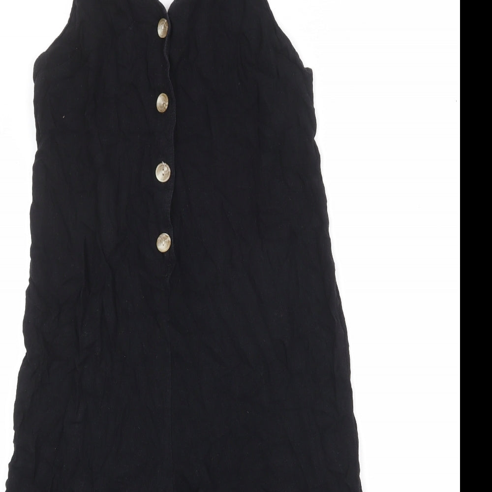 New Look Womens Black Viscose Jumpsuit One-Piece Size 10 Button
