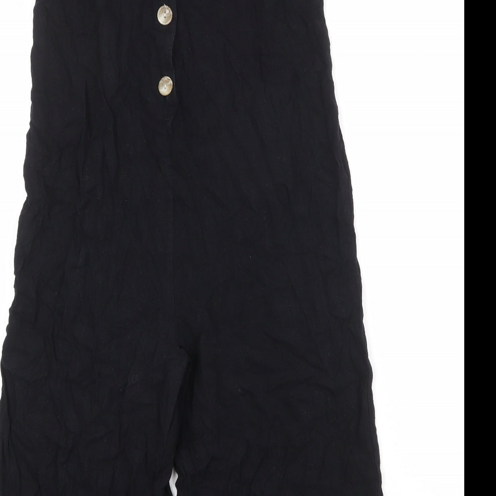 New Look Womens Black Viscose Jumpsuit One-Piece Size 10 Button