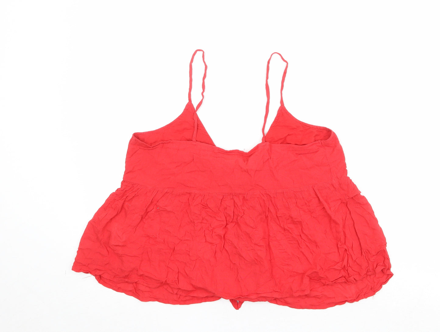 New Look Womens Red Viscose Basic Tank Size 12 V-Neck