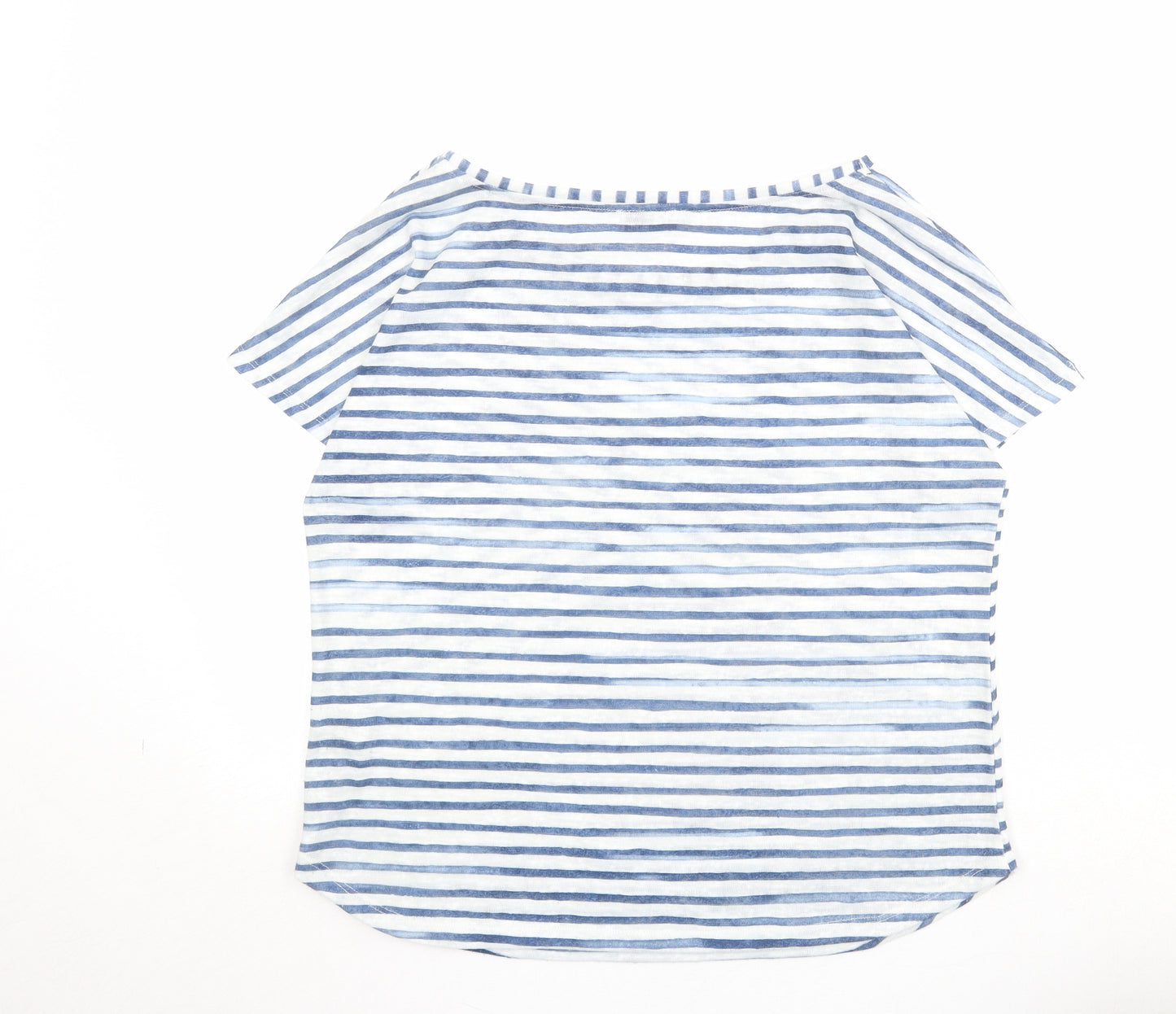 Per Una Womens Blue Striped Polyester Basic T-Shirt Size 14 Boat Neck