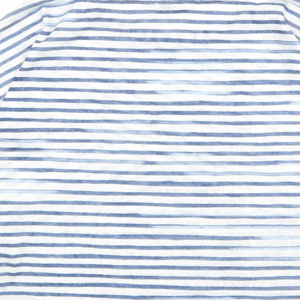 Per Una Womens Blue Striped Polyester Basic T-Shirt Size 14 Boat Neck