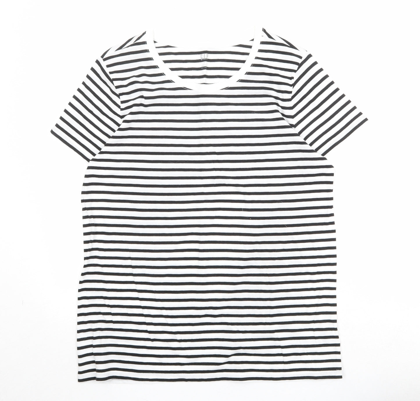 Gap Womens White Striped Cotton Basic T-Shirt Size XL Round Neck