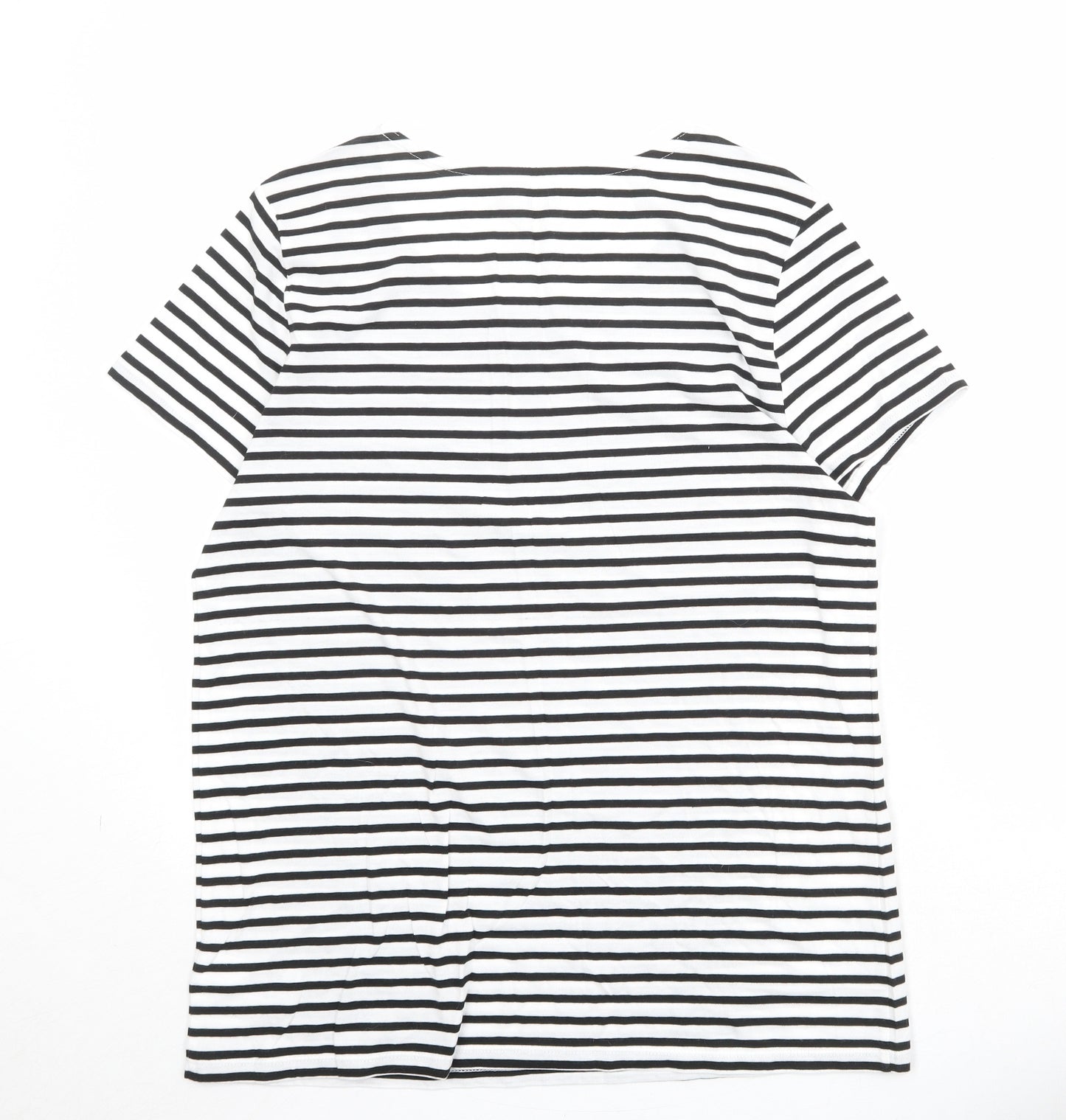 Gap Womens White Striped Cotton Basic T-Shirt Size XL Round Neck