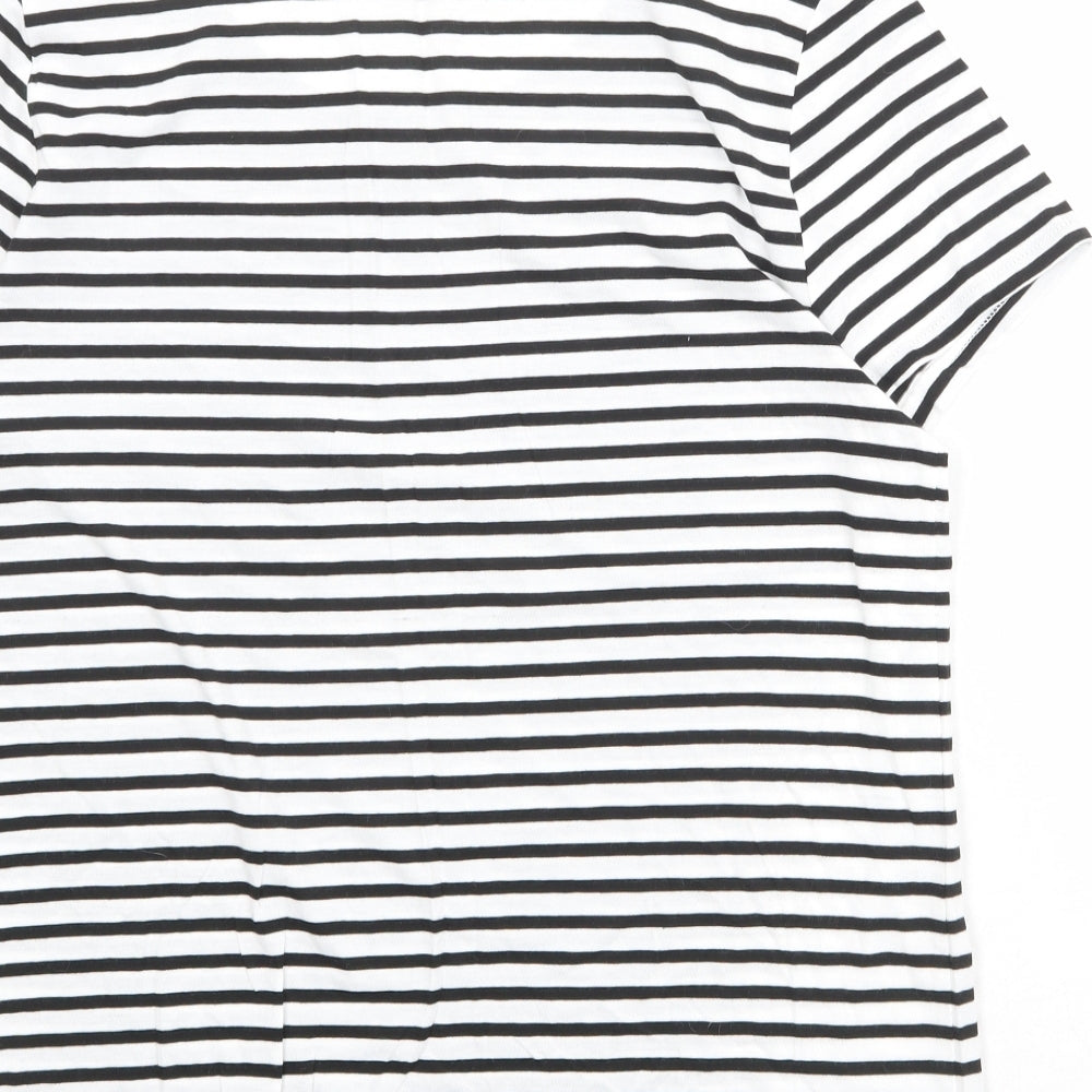 Gap Womens White Striped Cotton Basic T-Shirt Size XL Round Neck