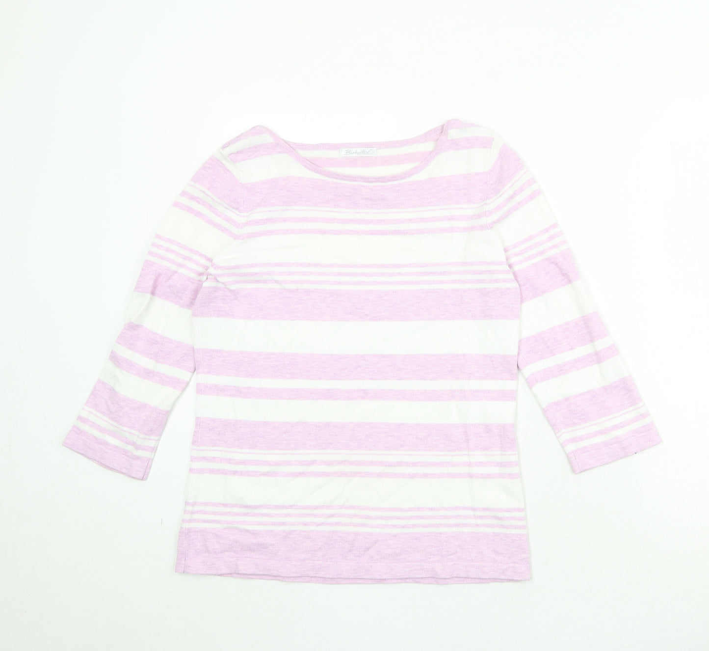 Berkertex Womens Purple Round Neck Striped Viscose Pullover Jumper Size 14