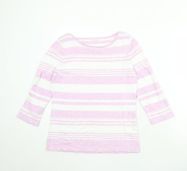 Berkertex Womens Purple Round Neck Striped Viscose Pullover Jumper Size 14