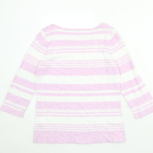 Berkertex Womens Purple Round Neck Striped Viscose Pullover Jumper Size 14