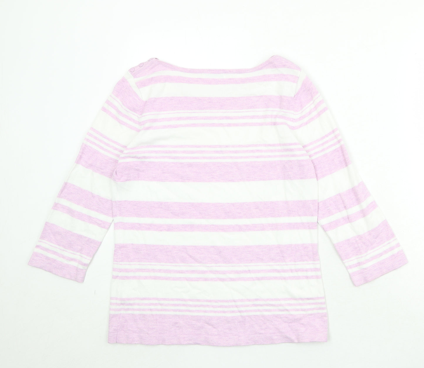 Berkertex Womens Purple Round Neck Striped Viscose Pullover Jumper Size 14