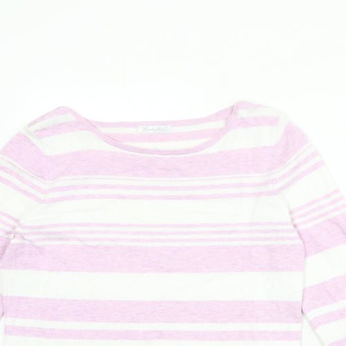 Berkertex Womens Purple Round Neck Striped Viscose Pullover Jumper Size 14