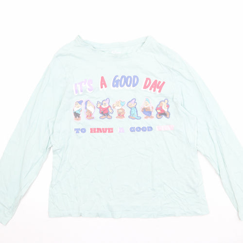 Disney Womens Blue 100% Cotton Basic T-Shirt Size S Round Neck - It's A Good Day 7 Dwarfs