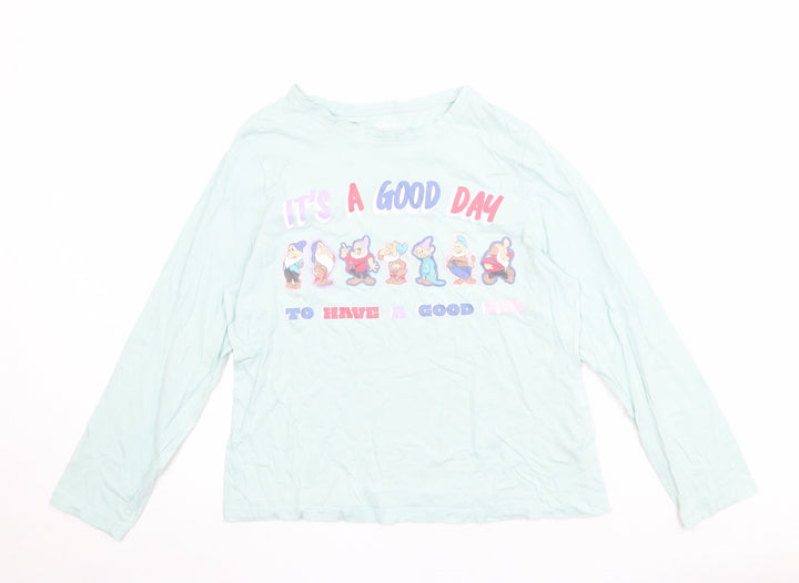 Disney Womens Blue 100% Cotton Basic T-Shirt Size S Round Neck - It's A Good Day 7 Dwarfs