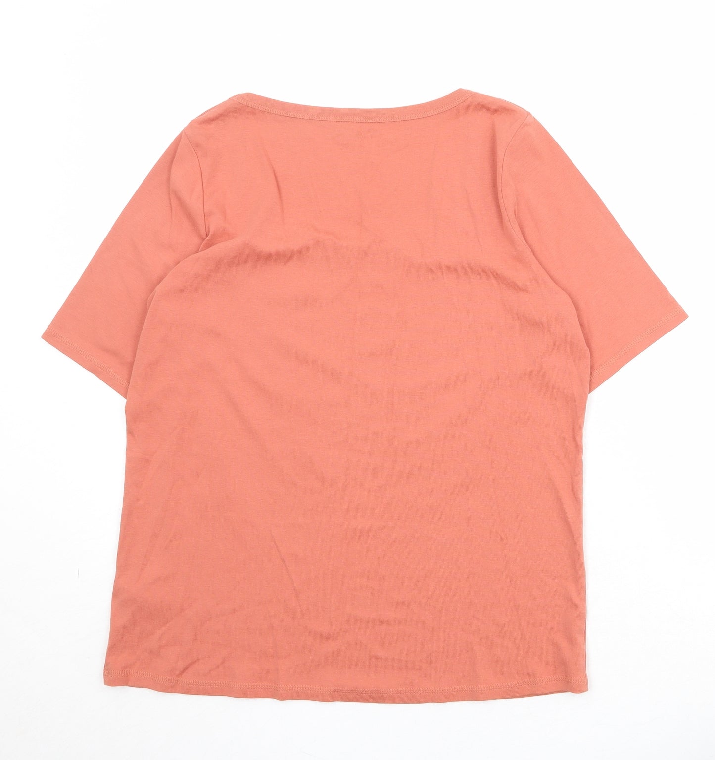 Marks and Spencer Womens Orange Cotton Basic T-Shirt Size 18 Round Neck