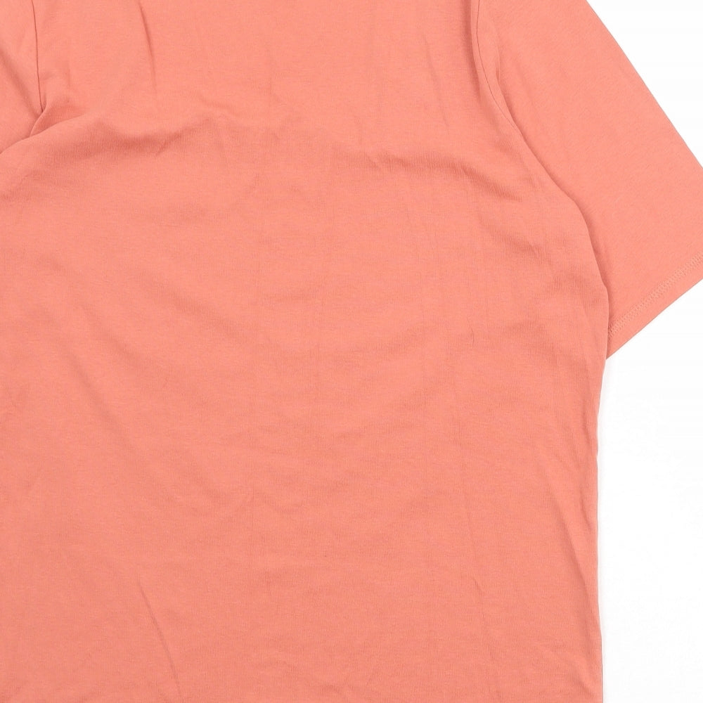 Marks and Spencer Womens Orange Cotton Basic T-Shirt Size 18 Round Neck