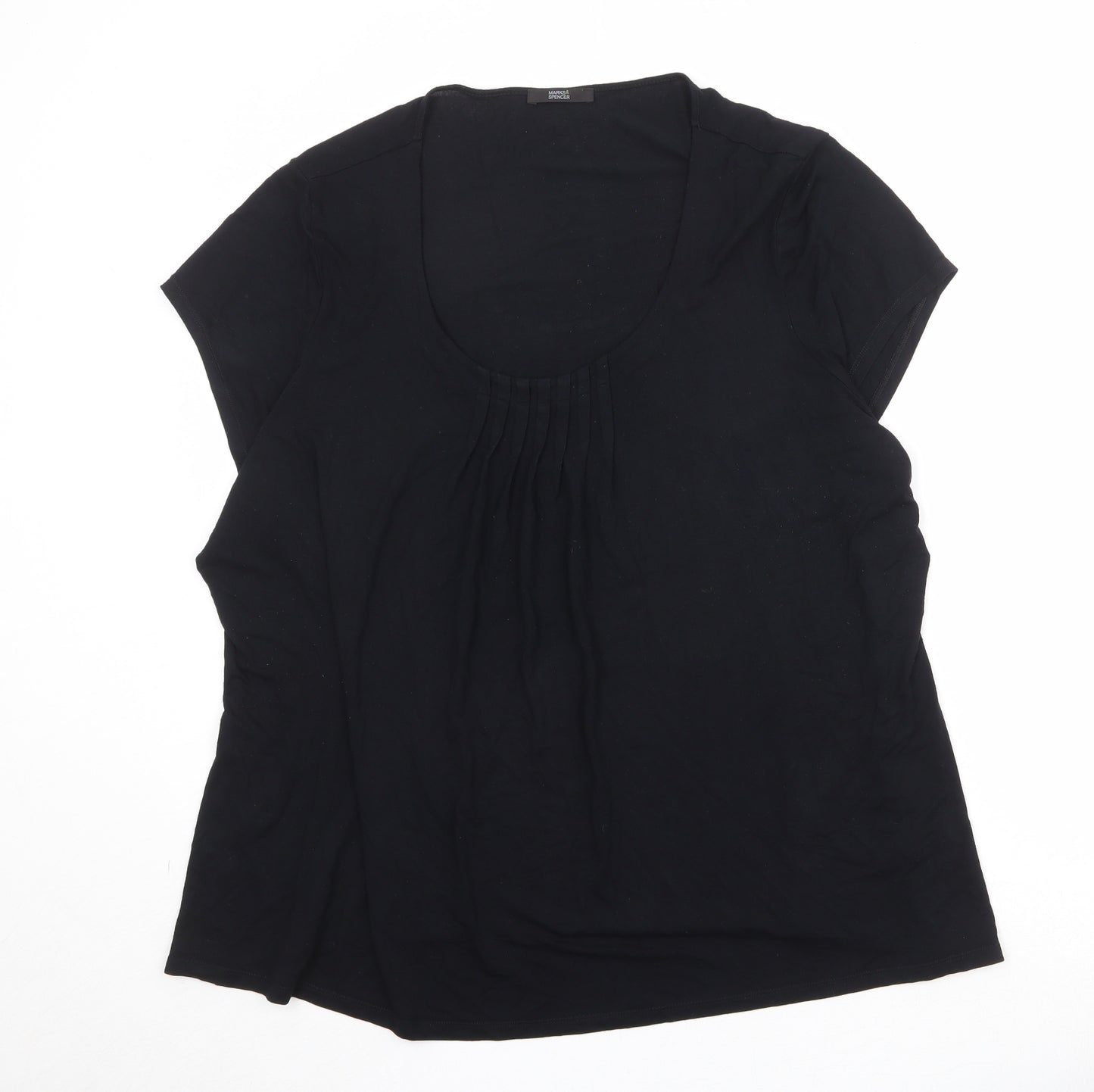 Marks and Spencer Womens Black Viscose Basic Tank Size 24 Round Neck