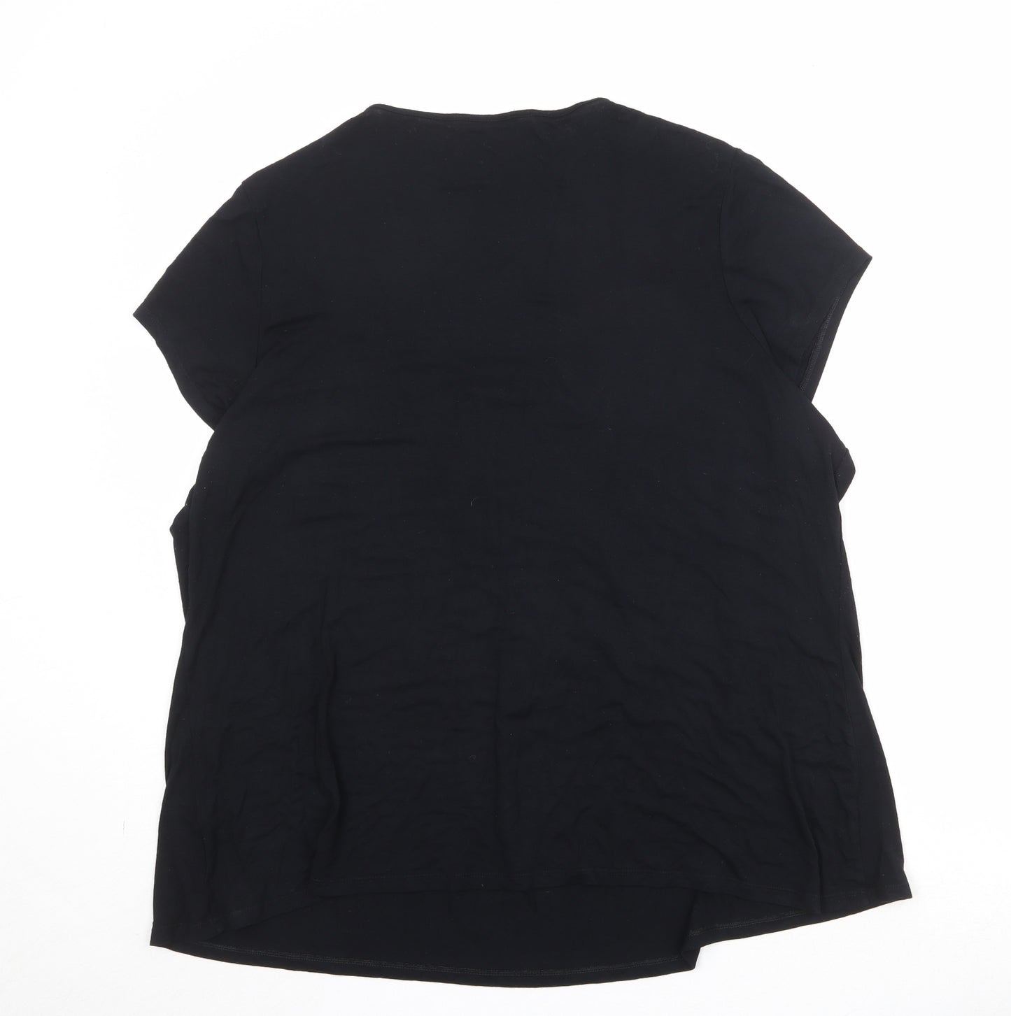 Marks and Spencer Womens Black Viscose Basic Tank Size 24 Round Neck