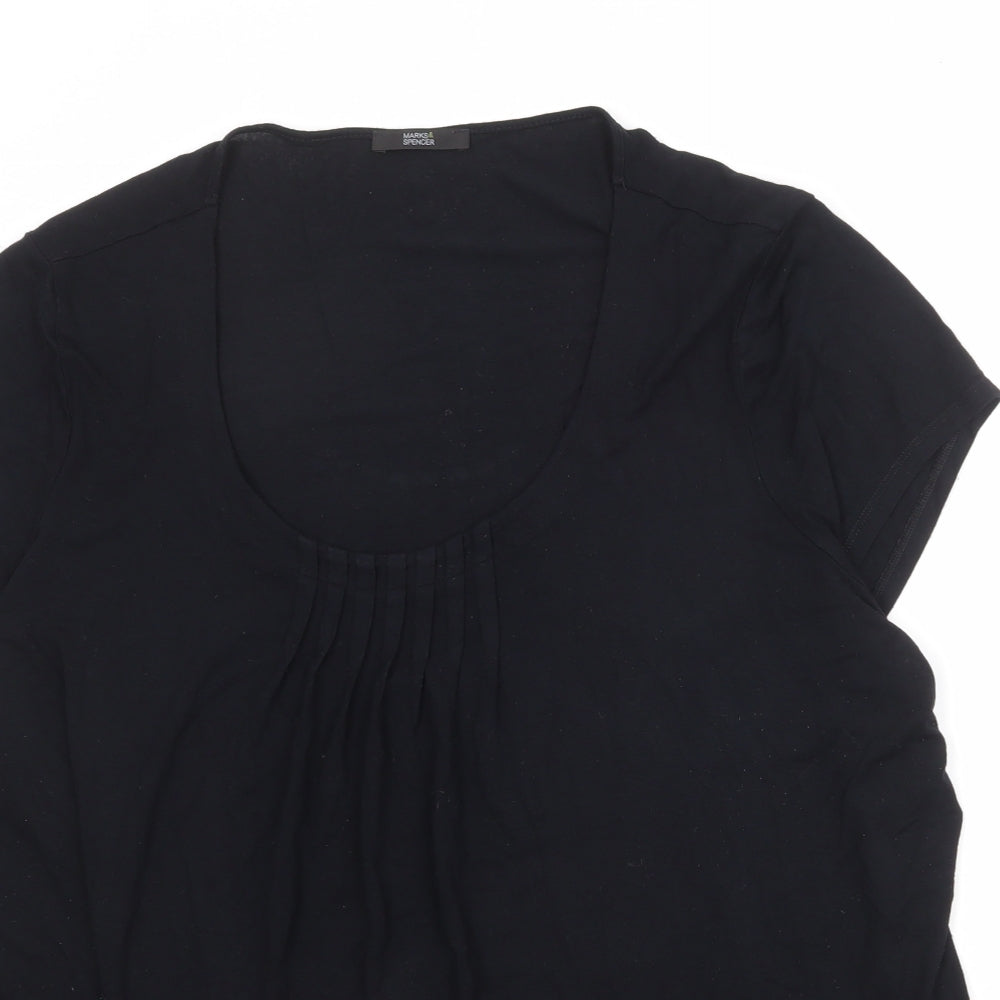 Marks and Spencer Womens Black Viscose Basic Tank Size 24 Round Neck