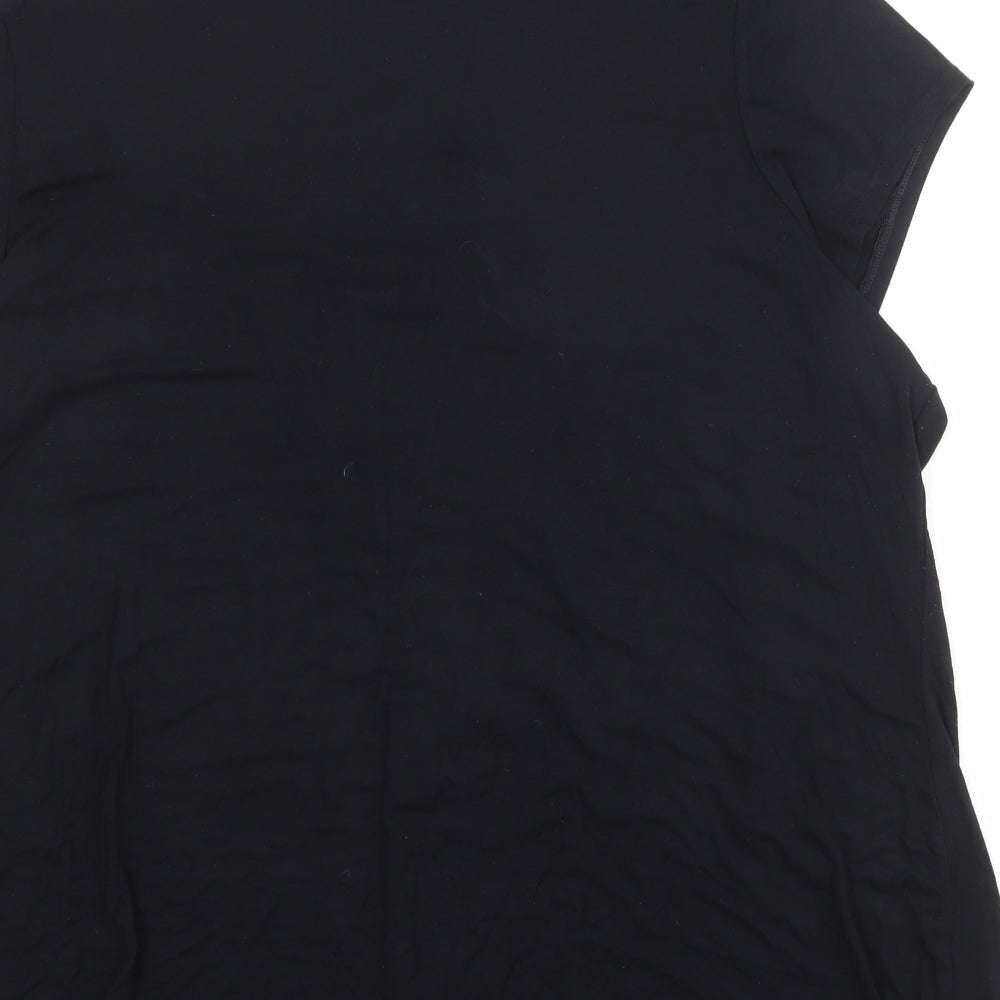 Marks and Spencer Womens Black Viscose Basic Tank Size 24 Round Neck